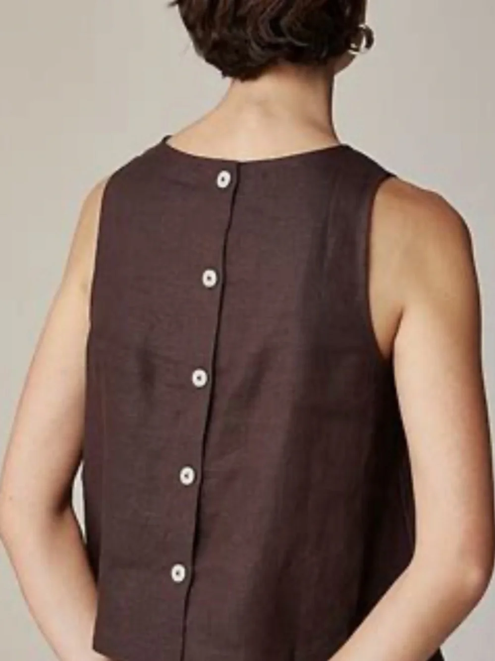 J.Crew Maxine Pascal Swingy Top Shell in Linen Deep Chocolate Small